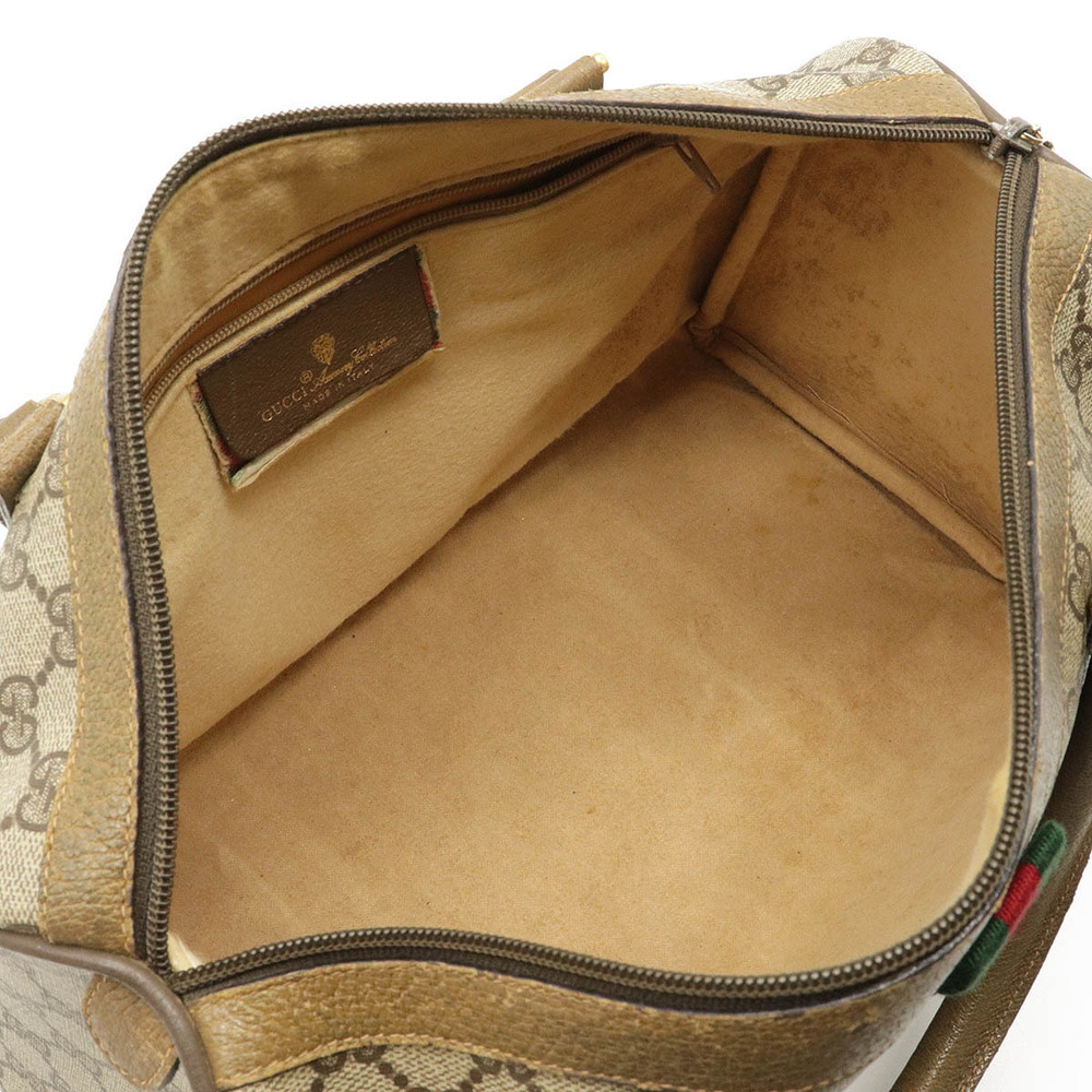 Gucci GG Plus Sherry Boston Handbag Leather Beige Brown Cream Brown - Picture 5 of 8
